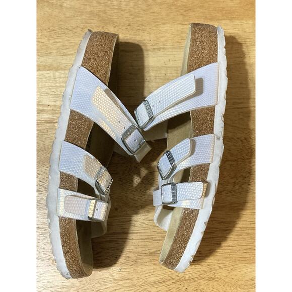 Birkenstock Women's Size 37 U.S 6-6.5 Franca Birko-Flor Shiny Lizard White - Picture 6 of 9